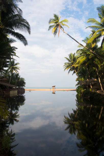A view of the lagoon and the Arabian sea at Cola Beach, Goa, India