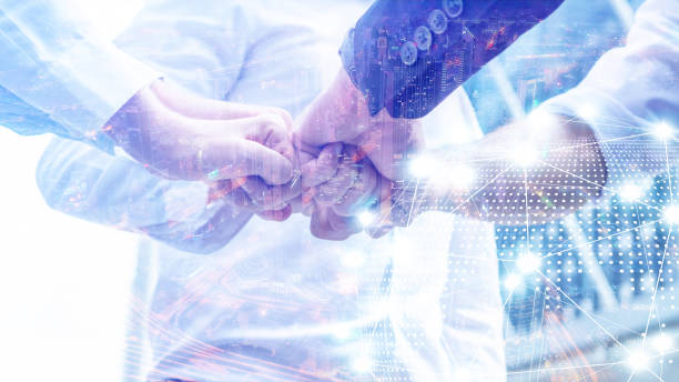 istock Digital Composite Image Of People Holding Hands 1095353866