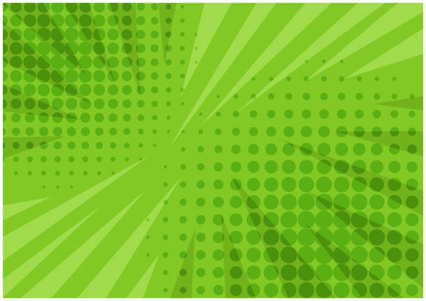 抽象的なグリーン ストライプ レトロ漫画背景 - green pattern green background abstract点のイラスト素材／クリップアート素材／マンガ素材／アイコン素材
