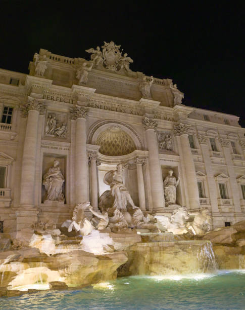 Detail of the Trevi fountain in Rome, Italy