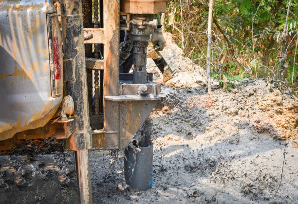istock Drilling groundwater / Digging Groundwater hole drilling machine installed 1095372806