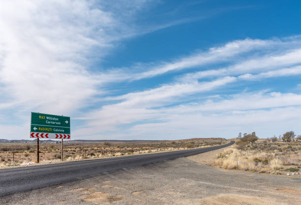 istock Directional road sign on road R63 near Williston 1095381224