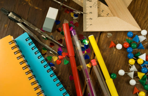 istock stationery on the table closeup 1095387960