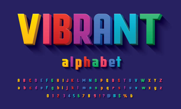 3D of the Vector of 3D bold colorful alphabet design three dimensional stock illustrations