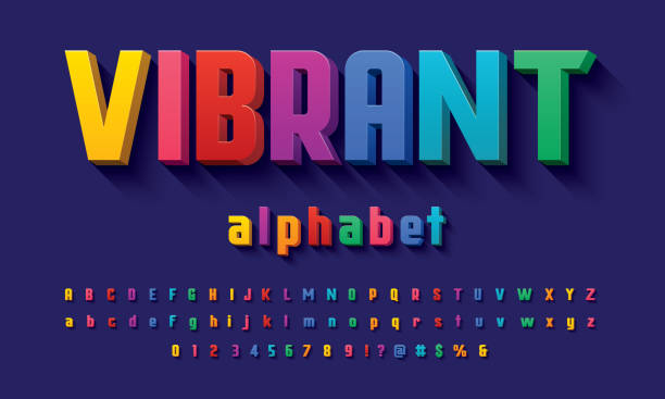 3D of the Vector of 3D bold colorful alphabet design alphabetical stock illustrations