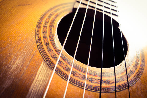 istock Classical guitar. Old classical guitar with nylon strings. Old acoustic guitar. 1095405444