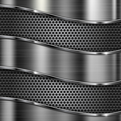 Brushed Metal Texture Scratched Metallic Surface With Perforation Stock ...