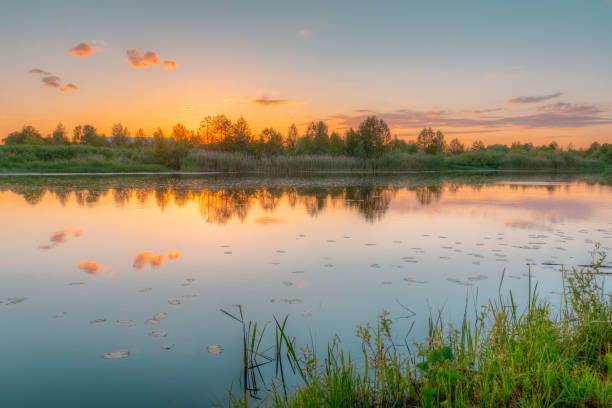 istock Summer sunset twilight on the river 1095412088