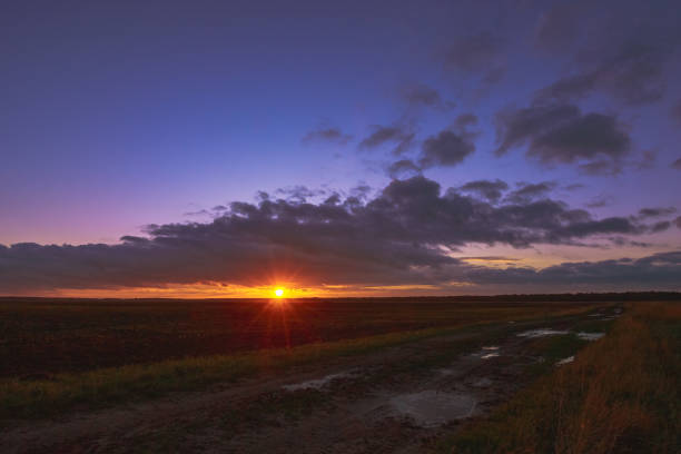 istock Spring sunset in rural field dusk 1095412198