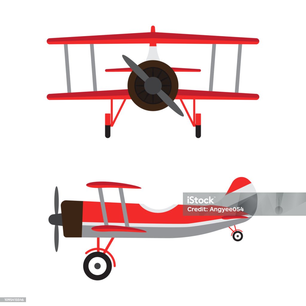 Avions vintage ou rétro avions caricature modèles isolés sur fond blanc - clipart vectoriel de Avion libre de droits