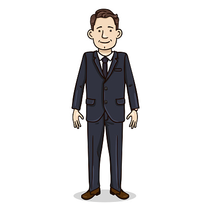 Vector Cartoon Color Character Business Man In Black Suit Stock  Illustration - Download Image Now - iStock