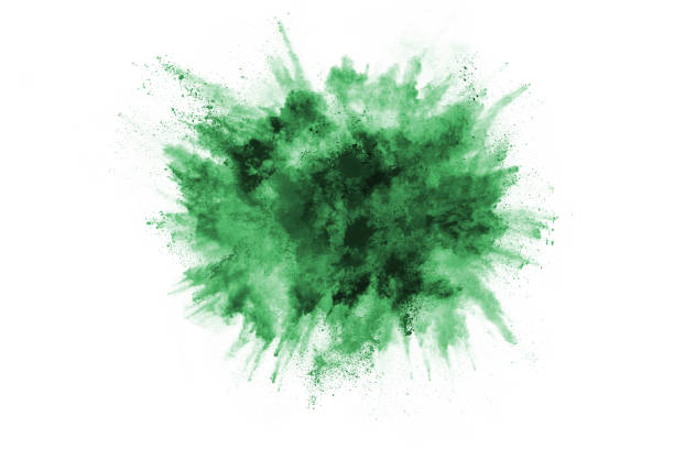 istock Green powder explosion on white background. Colored cloud. Colorful dust explode. Paint Holi. 1095420446