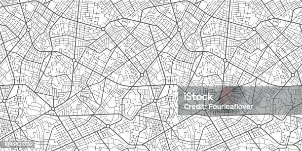 City Street Map Stock Illustration - Download Image Now - Map, City Map, Pattern