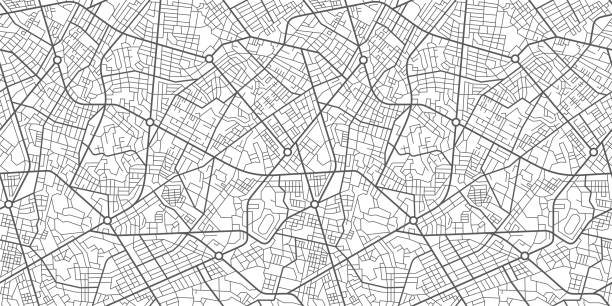 城市街道地圖 - 地圖學 幅插畫檔、美工圖案、卡通及圖標