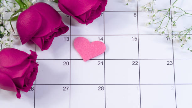 istock St Valentine's day background with framed calendar date 14 February, 1095422856