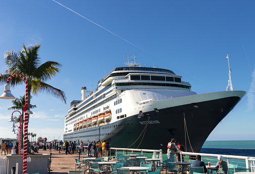 24 December 2019 - Key West, Florida, USA. Holland America Rotterdam Cruise ship at the popular Florida destination of Key West