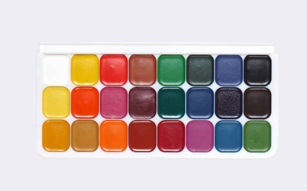 istock Watercolor paint twenty-four colors on a white background 1095438934