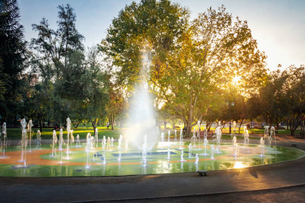 istock Fountain at Araucano Park in  Las Condes - Santiago, Chile 1095439982