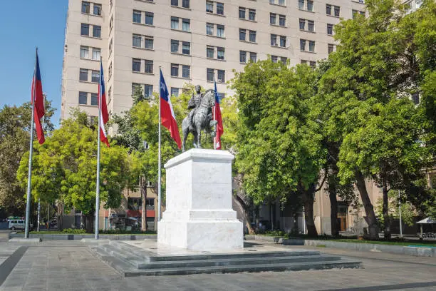Jose Miguel Carrera General Statue at Bulnes Square - Santiago, Chile