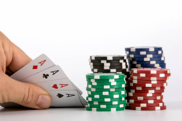 istock Four Poker Aces, casino chip 1095453392