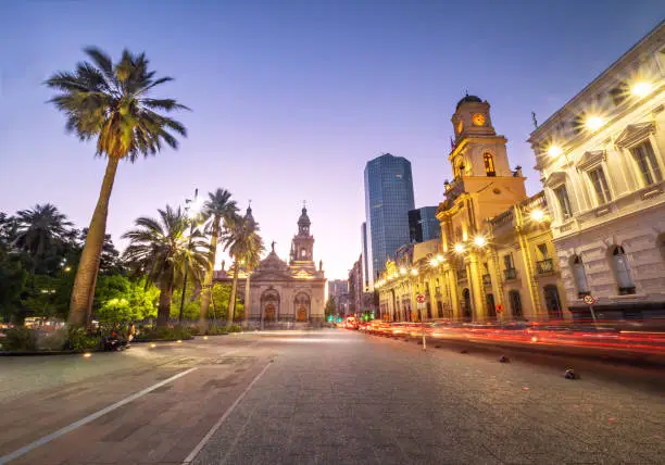 Photo of Plaza de Armas Square and Santiago Metropolitan Cathedral at night - Santiago, Chile