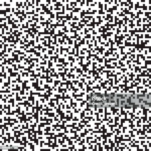 원활한 추상 흑백 흑백 배경입니다 디지털 픽셀 노이즈 패턴 QR코드에 대한 스톡 벡터 아트 및 기타 이미지 - QR코드, 패턴, 질감