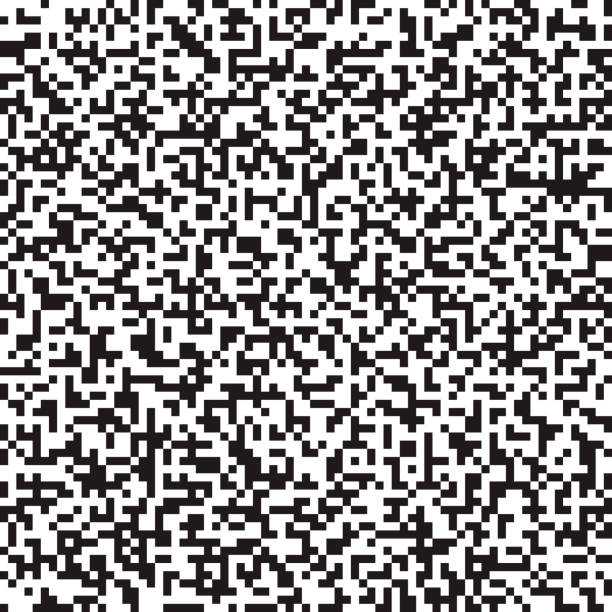 bezszwowe abstrakcyjne czarno-białe monochromatyczne tło. cyfrowy wzór szumu pikseli - monochrome background stock illustrations