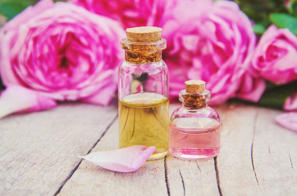 istock Essential oil of rose on a light background. Selective focus. 1095470046