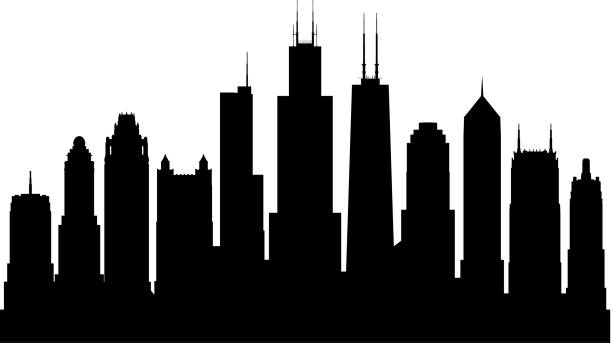 Chicago (All Buildings Are Complete and Moveable) Chicago skyline. All buildings are complete and moveable. cityscape clipart stock illustrations