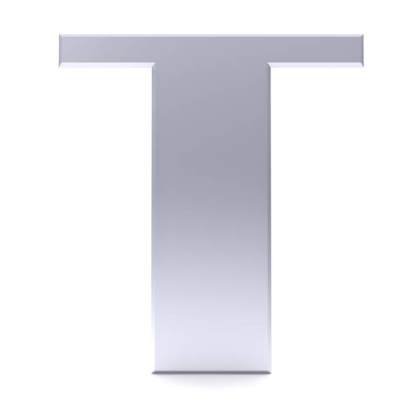 letter t silver alphabet sign 3d render graphic isolated on white background