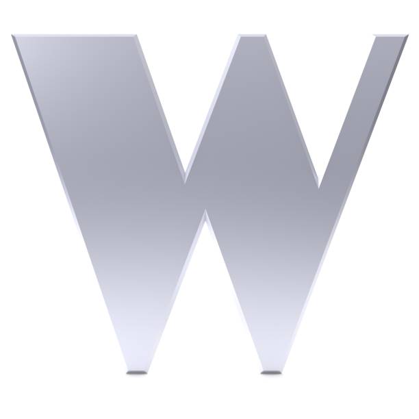 letter w silver alphabet sign 3d render graphic isolated on white background