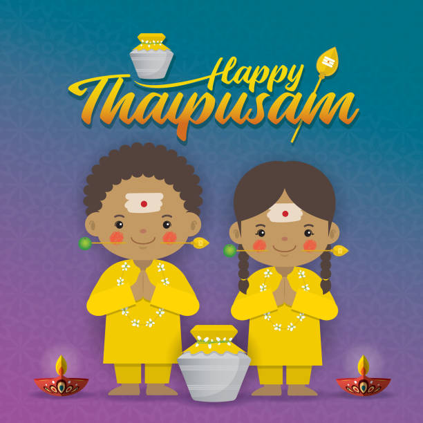 ilustrações de stock, clip art, desenhos animados e ícones de tamil kids celebrate thaipusam - thaipusam kavadi