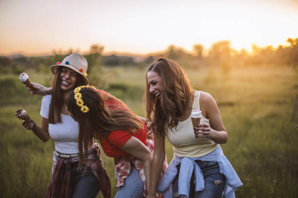 istock Happy friends enjoy in nature 1095513846