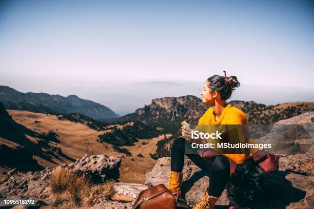 Lunch Time Stock Photo - Download Image Now - Hiking, Women, One Woman Only