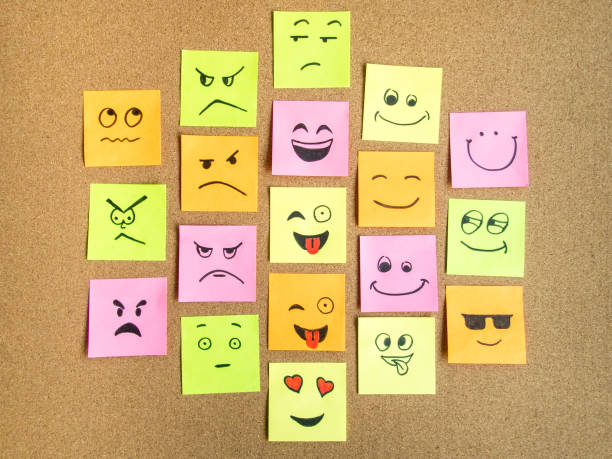 Self Adhesive Office Notes With Different Face Expression On Cork Board As  Abstract Concept Photo Stock Photo - Download Image Now - iStock