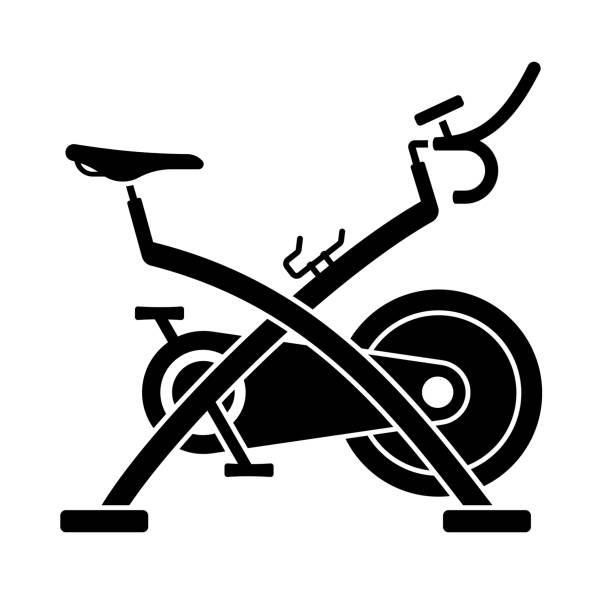 Exercise Bike Symbol Exercise and fitness bike. gym illustrations stock illustrations