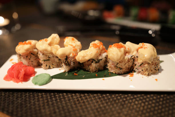 istock Uramaki Sushi with tempura shrimp 1095537070