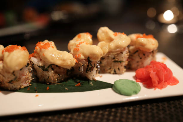 istock Uramaki Sushi rolls with shrimp 1095537080