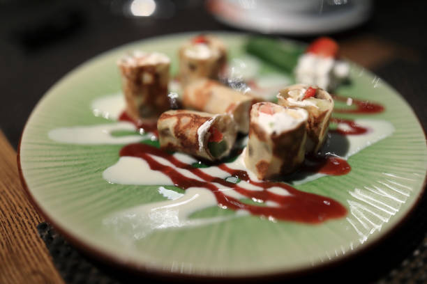 istock Pancakes stuffed with curd cream 1095537098