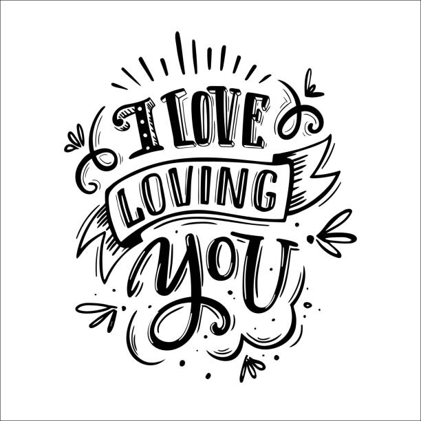 stockillustraties, clipart, cartoons en iconen met ik hou van liefdevolle u - citaat tekst
