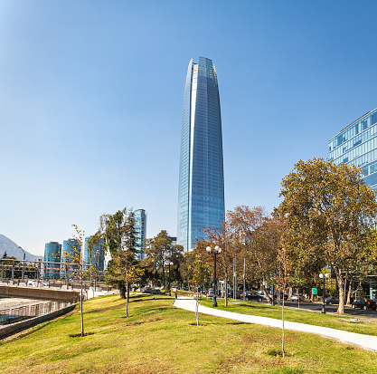 Santiago, Chile - Mar 6, 2018: Costanera Center Skyscraper - Santiago, Chile