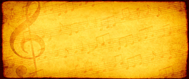 istock Grunge background with paper texture and note symbols 1095559072