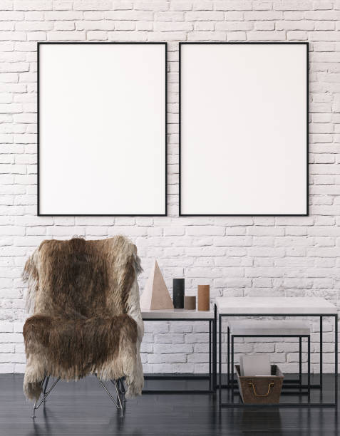 istock Mockup poster in hipster living room interior 1095568094