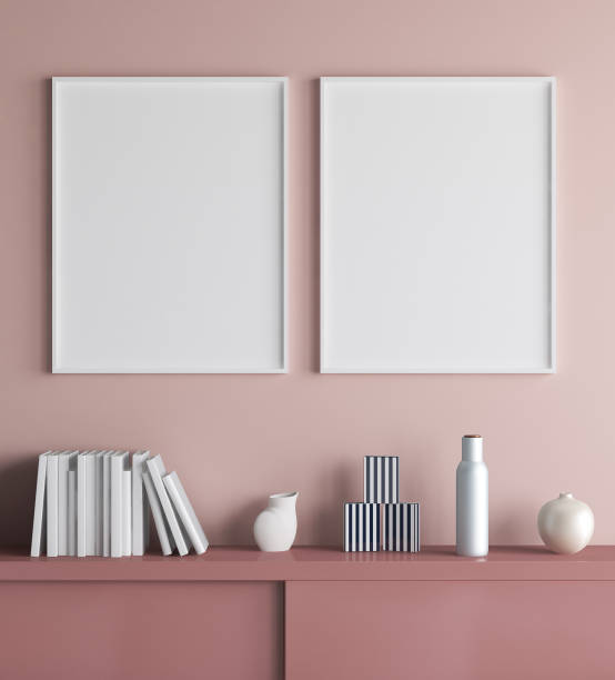 istock Mock up poster frame in living room interior background 1095568120