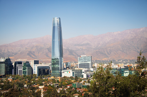 Santiago, Chile - Mar 13, 2018: Costanera Skyscraper and Costanera Center Shopping Mall - Santiago, Chile