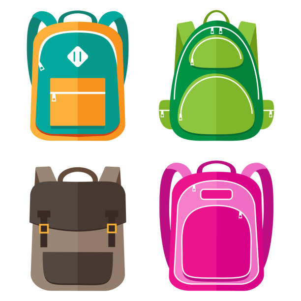 school_bag01 [Converted] Vector set of kids school bags backpack illustrations stock illustrations