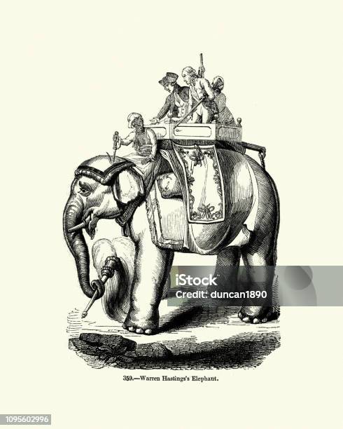 Warren Hastingss Elephant India 18th Century Stock Illustration - Download Image Now - India, Elephant, Indian Elephant