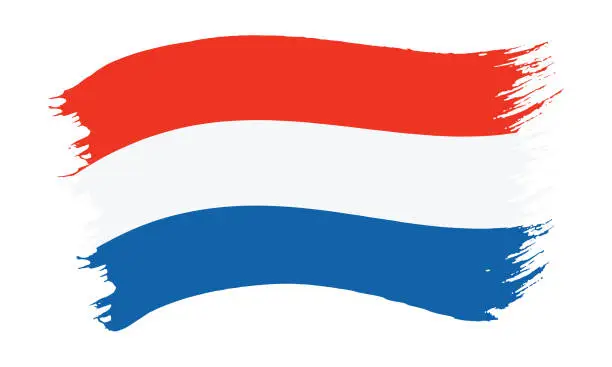 Vector illustration of Brushstroke painted flag of Netherlands