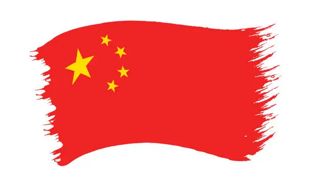 Vector illustration of Brushstroke painted flag of China