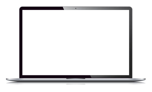 laptop izolowany na białym tle - computer stock illustrations